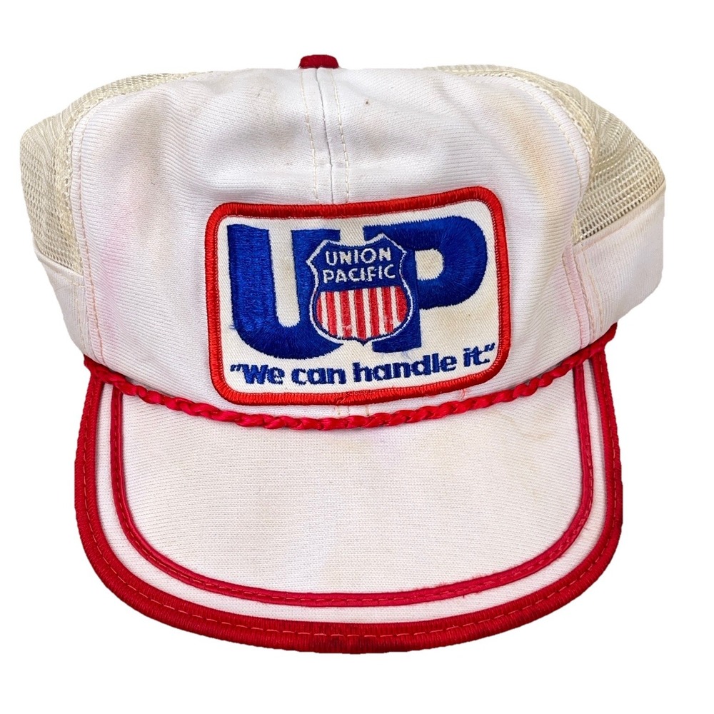 Vintage Union Pacific Railroad Hat Cap Snapback Made In USA Trucker Patch 80s
